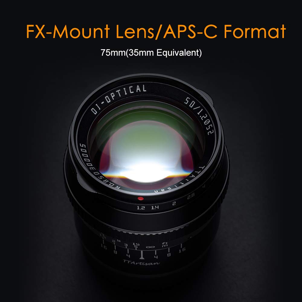 Meisho Optical TTartisan 50mm Large Aperture Manual Focus Prime Lens for Fujifilm Cameras F1.2 APS-C X-mount