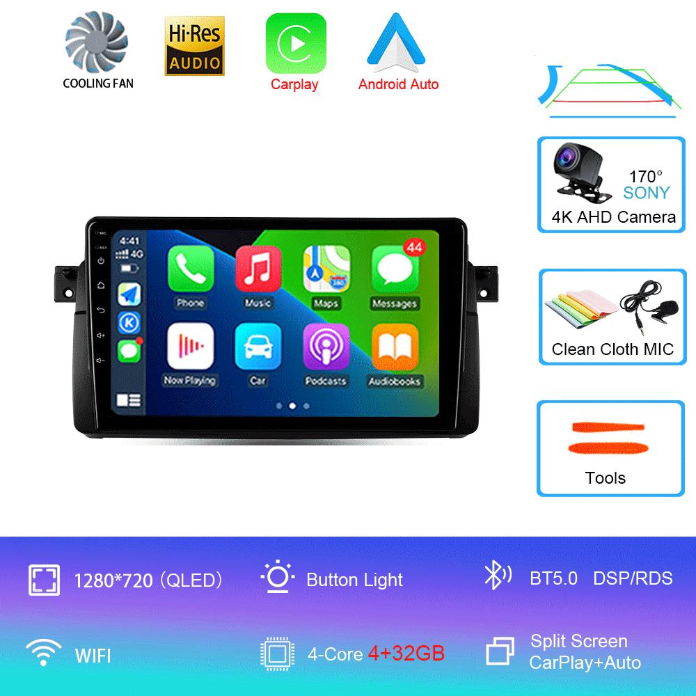 Автомагнитола Android 14 Carplay Для BMW E46 M3 1998 1999 2000 2001 - 2006 Навигация GPS Мультимедийный плеер стерео wifi+4G BT 2 DIN