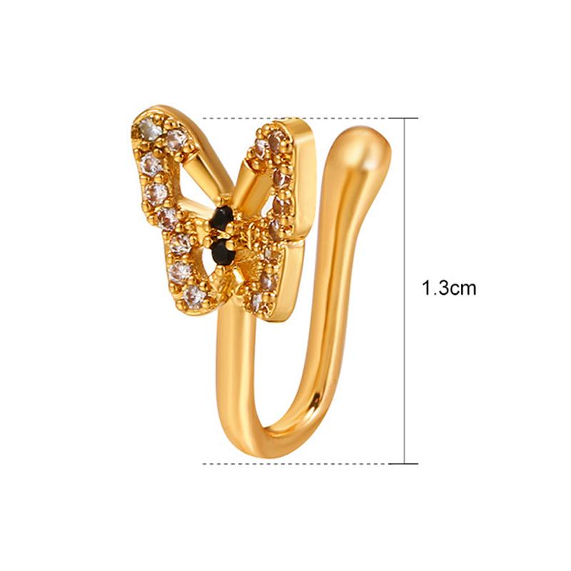 Хрустальная бабочка, поддельное кольцо в носу, не пирсинг, зажим на кольцо в носу, индийский стиль, манжета для носа, поддельные украшения для пирсинга