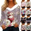 Рубашки с длинным рукавом для женщин Милые топы Рождественские принты Футболки Блузки Повседневные топы больших размеров Базовые топы Пуловеры