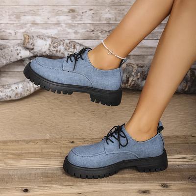 Весенняя и осенняя обувь больших размеров на толстой подошве с толстым каблуком на шнуровке удобная кожаная обувь женская обувь