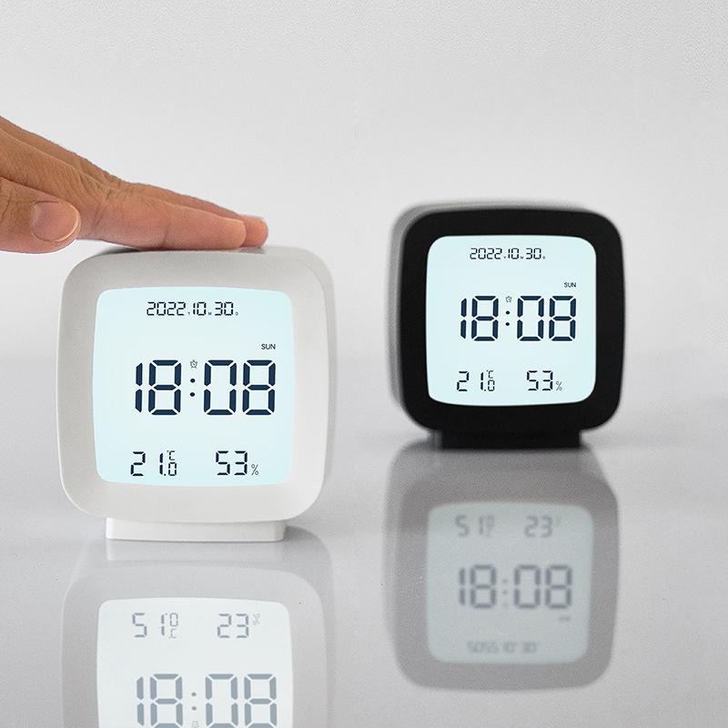 Цифровой 12/24-часовой электронный будильник с голосовым управлением, подсветкой, температурой и влажностью, ночником, настольные часы с функцией повтора сигнала