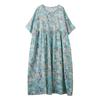 DIMANAF Plus Size 2025 Summer Long Dress Women Basic Linen Vintage O-Neck Beach Casual Dress Loose Dress Floral