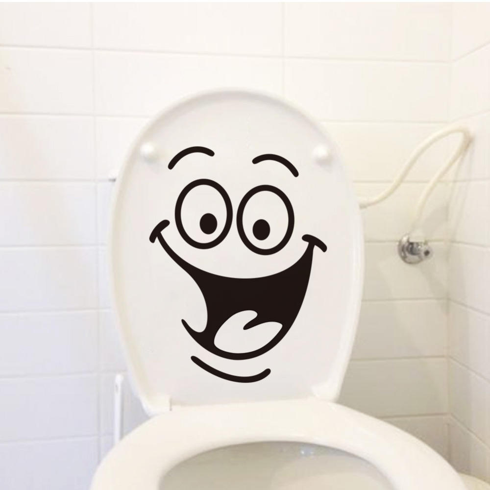 DIY Removable Smile Face Funny Bathroom Toilet Seat Art Wall Sticker Home Decor