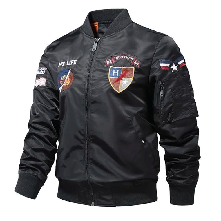Мужская куртка Осенняя куртка-бомбер ВВС Мужская вышивка Бейсбольная форма Повседневная куртка