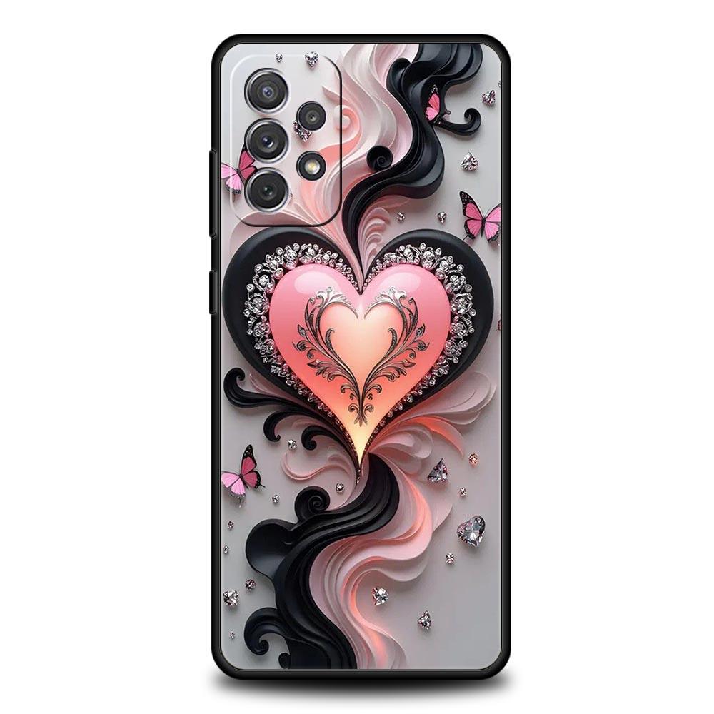 Colored Love Heart Printed Phone Case for Samsung Galaxy A55 A35 A17 A07 A15 A13 A25 A51 A71 A72 A73 A32 A52 A52S A41 Soft TPU