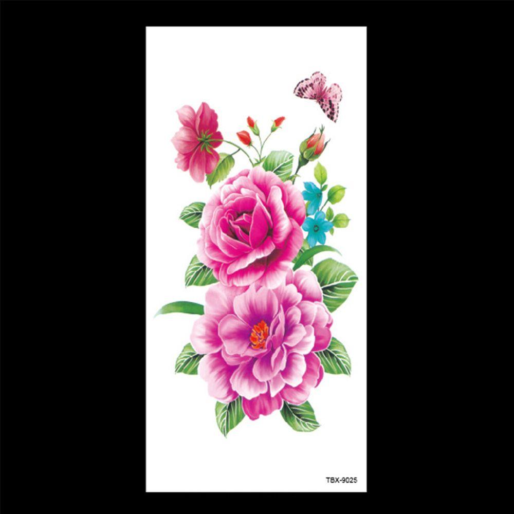 Rose Fashion 3D Girl Waterproof Water Transfer Flowers Makeup Fake Tattoos Temporary Tattoo Stickers Body Art Arm Leg Art