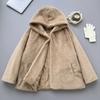 2025 Winter Brown Woolen Retro Coat Woman Harajuku Hooded Warm Casual Fur Jacket Female Solid Korea Fashion Vintage Chic Outfits