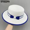 Женская соломенная шляпа Синяя шляпа Шляпа от солнца Пляжная белая шляпа Шляпа от солнца Женская летняя крутая шляпа Шляпа от солнца