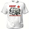 Мужская ретро-футболка СССР с портретами Ленина, Маркса, Энгельса, красной звездой и кириллическим текстом. Винтажная футболка с советской символикой. Унисекс.