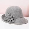 Женская шерстяная шляпа-федора для девочек, зимняя теплая шерстяная шапка для девочек, элегантная шапка с цветочным принтом, шерстяная шляпа для бассейна, британская регулируемая шапка B-8903