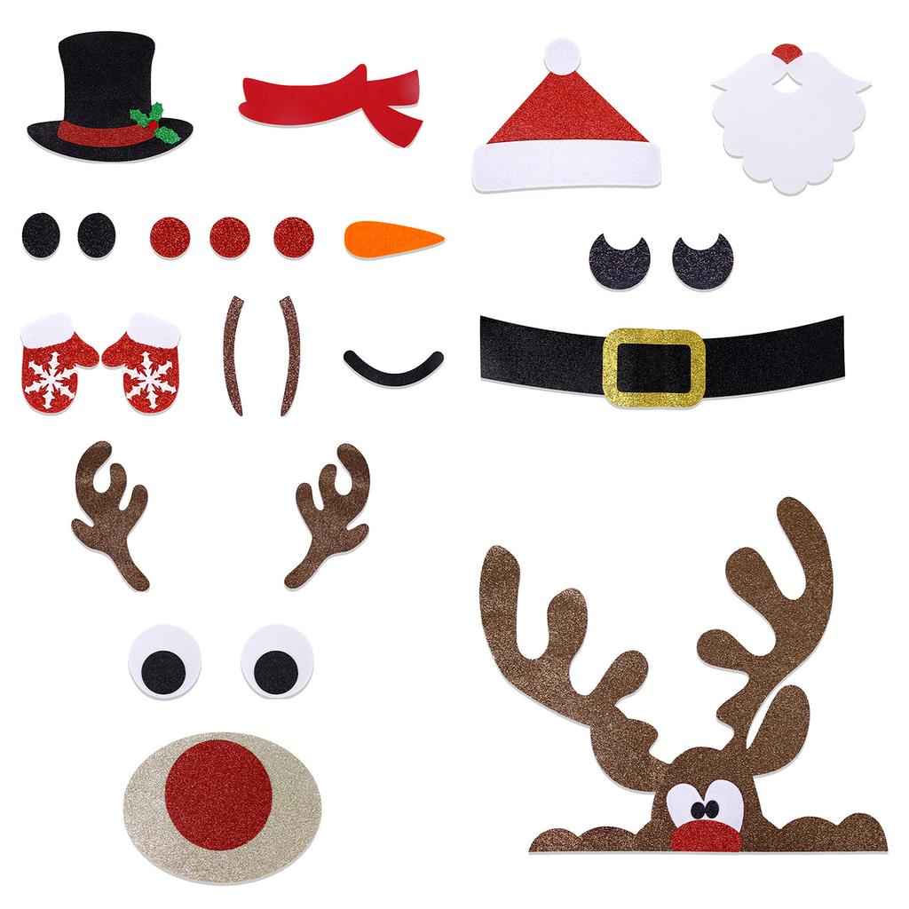 1 Set Festive Christmas Window Stickers Large Holiday Felt Cloth Clings Decor Eye Catching Window Wall Decorations