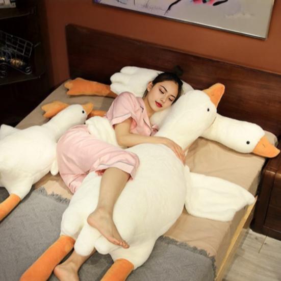 Large White Goose Plush Pillow Huggable Stuffed Animal Soft Duck Sofa