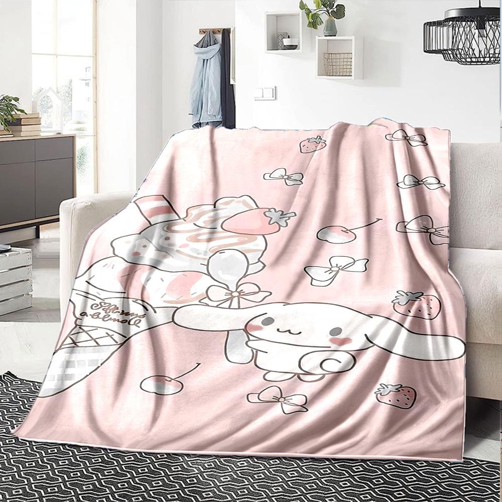 1pc ice cream rabbit blanket Lightweight Flannel Throw for Sofa Bed Travel Camping Livingroom Office Couch Chair