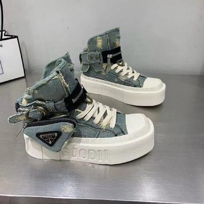 Модная обувь для женщин Женские ботильоны Трендовая ретро джинсовая обувь на высокой платформе Женская обувь высокого качества Роскошные женские ботинки Botas Mujer