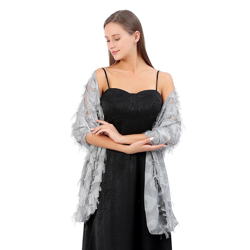 Женские шали и накидки с бахромой для вечернего платья, кружевной шарф из пашмины для костюмированной вечеринки