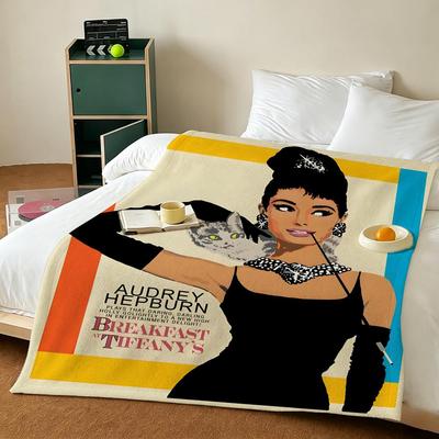 Celebrity A-Audrey Hepburn Throw Blankets Soft Warm Flannel Blanket Bedding for Bed Living Room Home Sofa