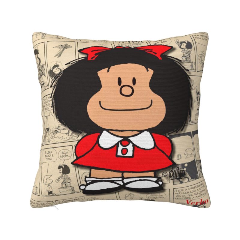 Manga Quino Mafalda Cushion Cover Kawaii Cartoon Velvet Luxury Pillows Living Room Decoration