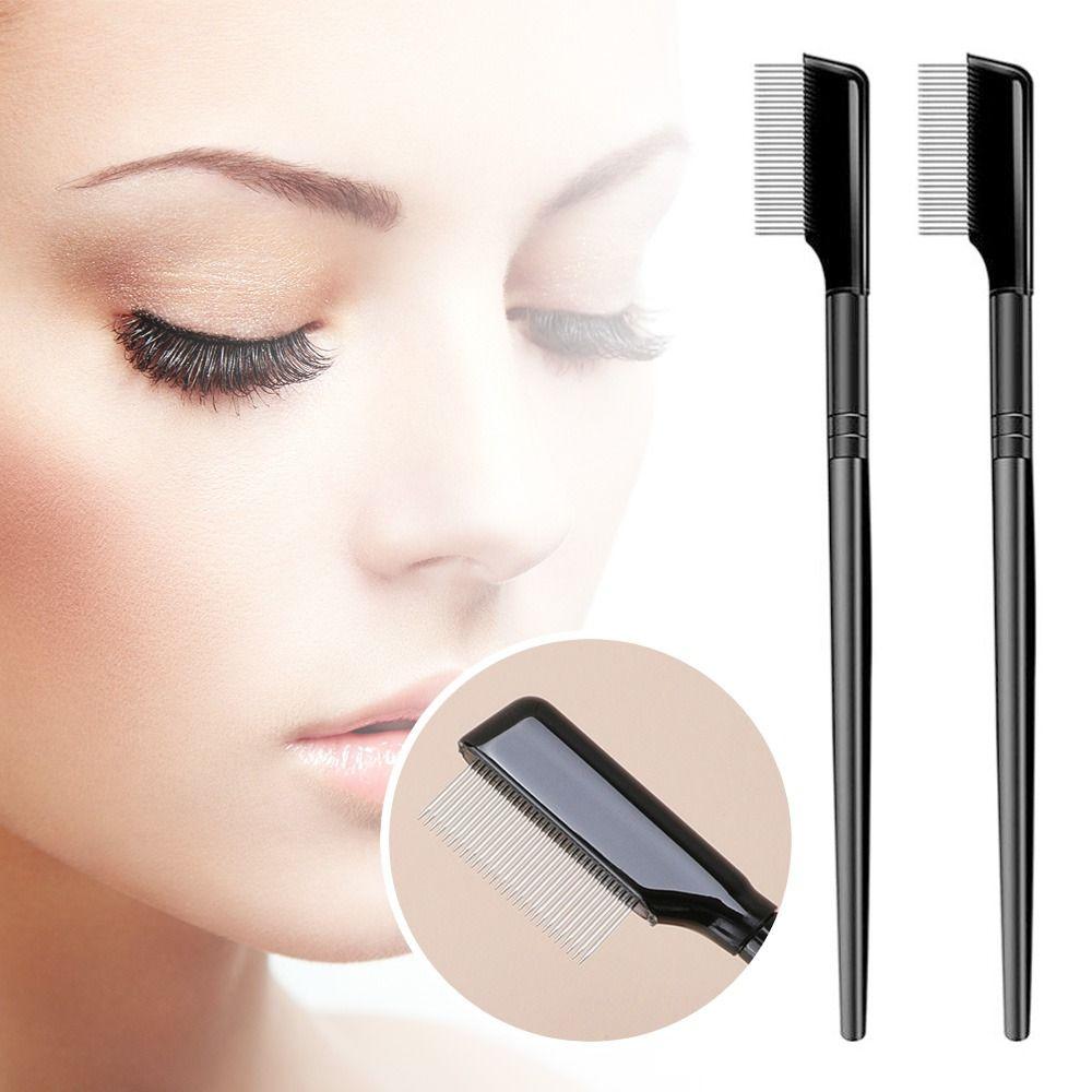 Comb Curler, Makeup Brush Brow Comb Eyelash Brush Eyelash Comb with Cover Eyelashes Separator