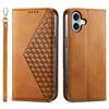 For iPhone 17 Case Calf Texture PU Leather Wallet Phone Cover with Wrist Strap