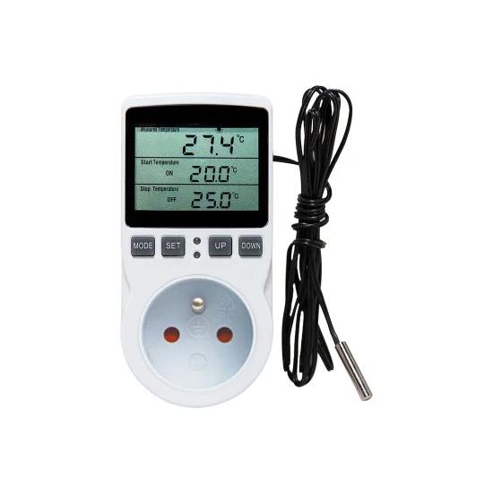 Digital Temperature Controller Socket EU Plug Thermostatic Switch Temperature Controller with Sensors Probe Heating Cooling