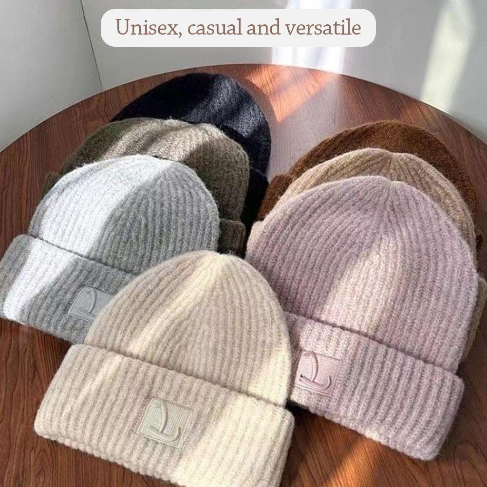 Solid Color Warm Hat Knitted Knitted Cap Women's Fashion Beanies Women