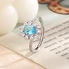 Кольцо с имитацией морского голубого топаза, роскошная замена, прямая трансляция с товарами, яркое, полное бриллиантов, кольцо с синим цветком, женское