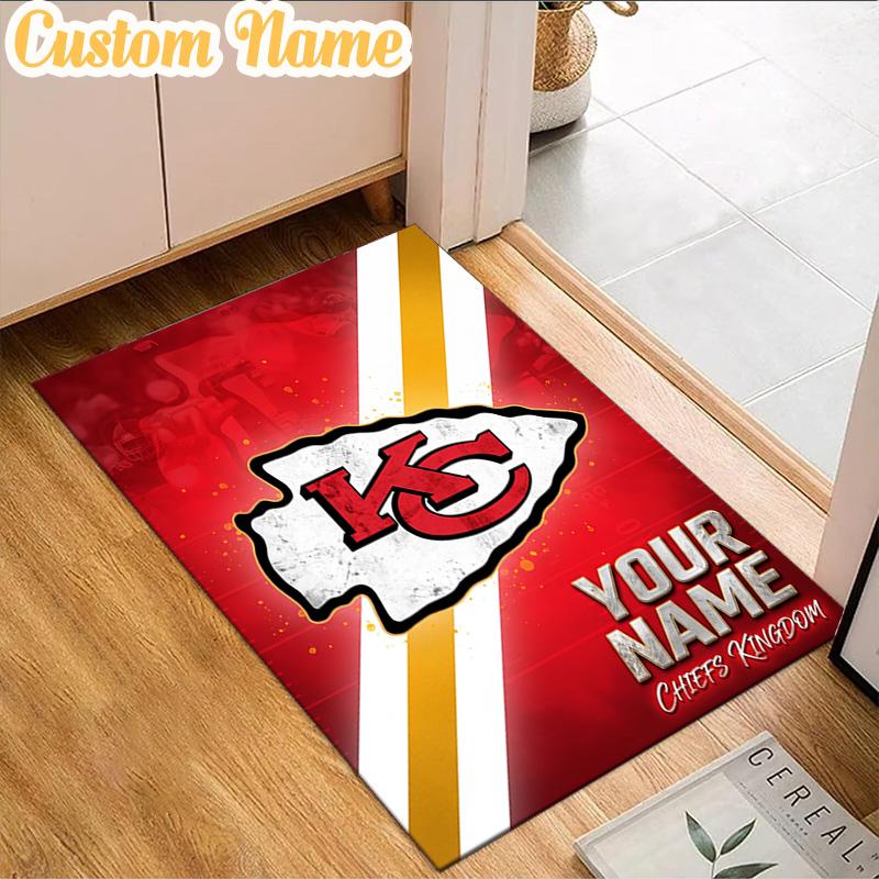 Custom Name Kansas Chiefs Logo Rug, Office Rug, Chair Rug, Carpet for Living Rooms, Doormat Game Rug Home Decor Christmas Gifts