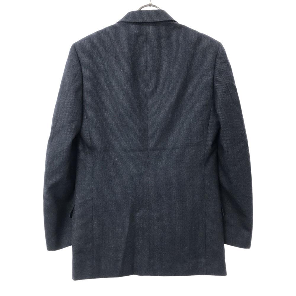 Дербанская шерсть Клетчатый пиджак 42 Темно-синий x серый На подкладке Мужской Б/У