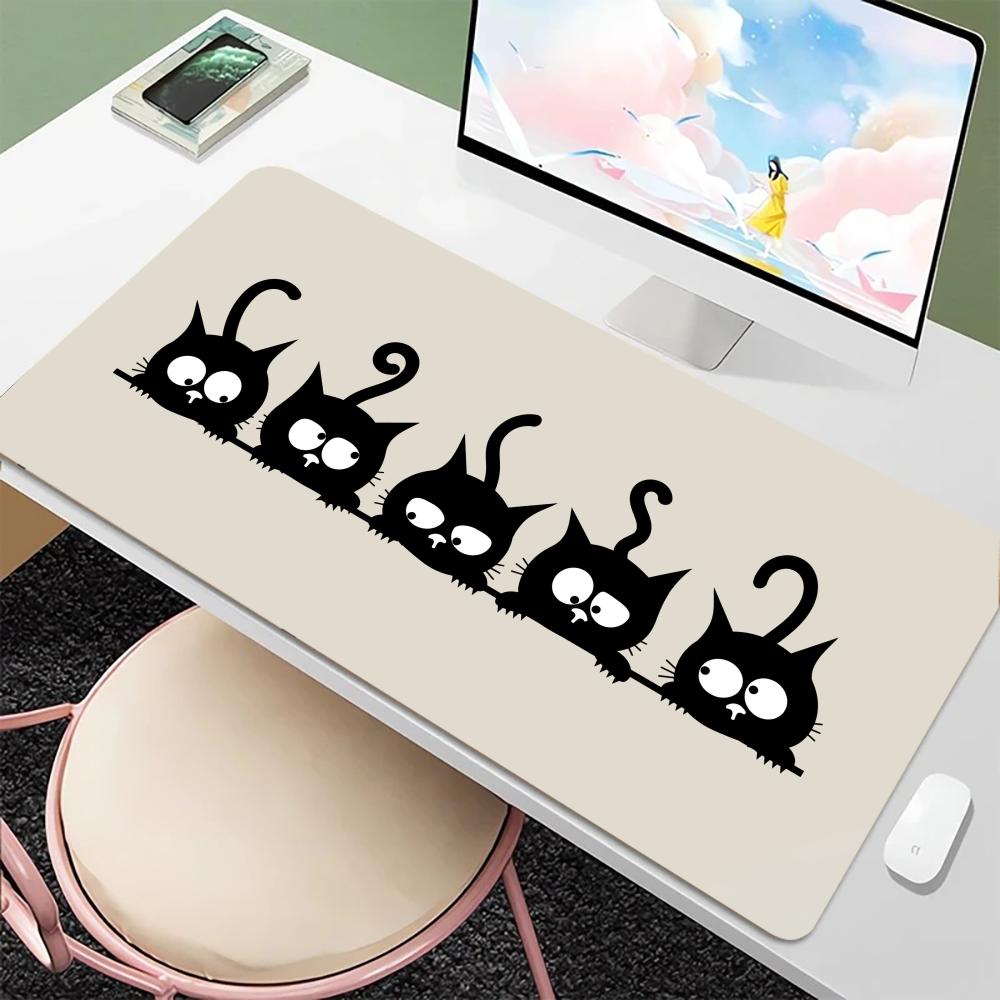 Cartoon funny black cat Mouse Pad Large Gaming MousePads Anti-Slip Rubber MousePad Gamer Office Computer Accessories Desk Mat