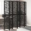 VidaXL Room Divider 6 Panels Black Solid Paulownia Wood, Privacy Screen, Room Partition Panel, 358764