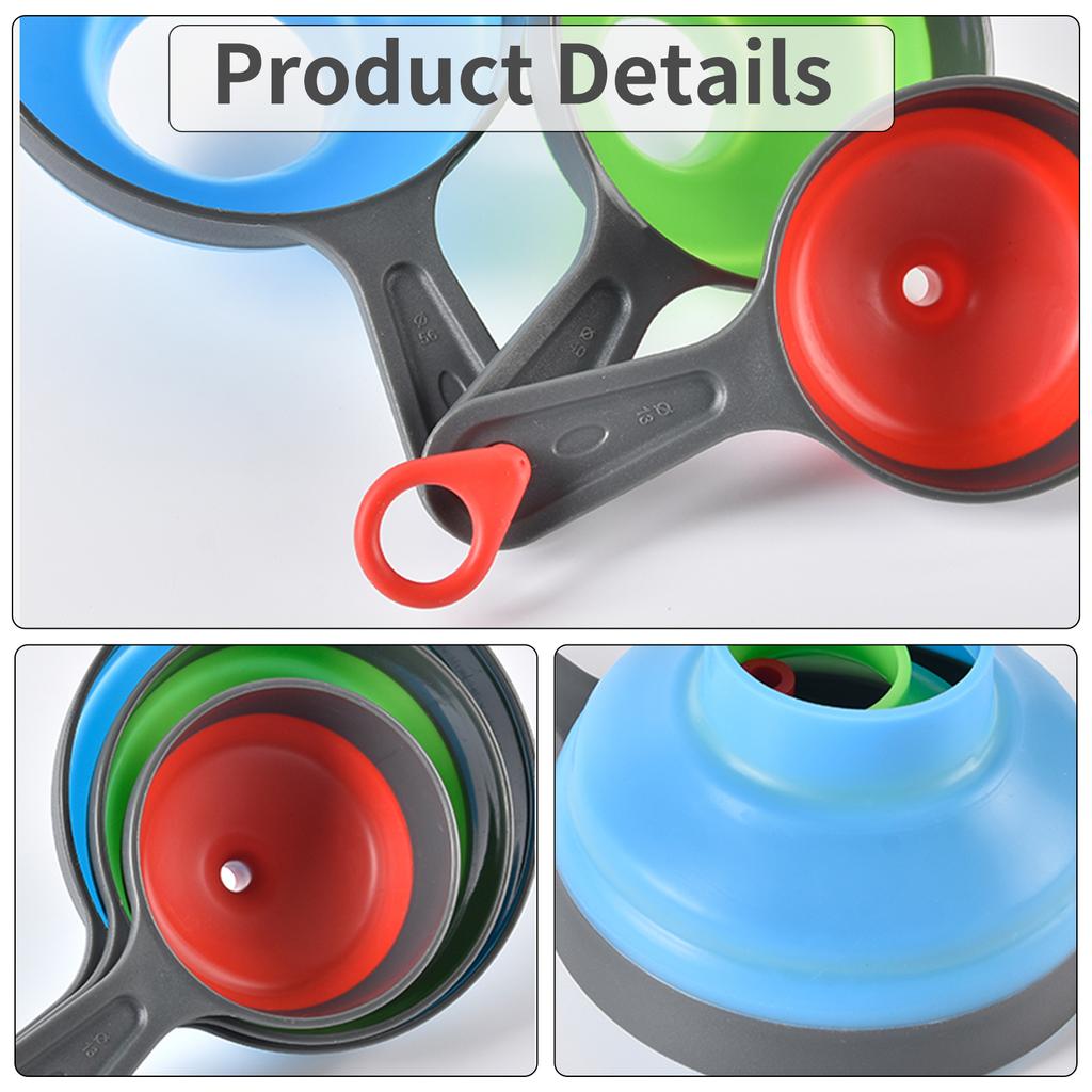 Консервная воронка Силиконовые складные воронки Набор 3 шт. Кухонная воронка для жидкости с широким горлом