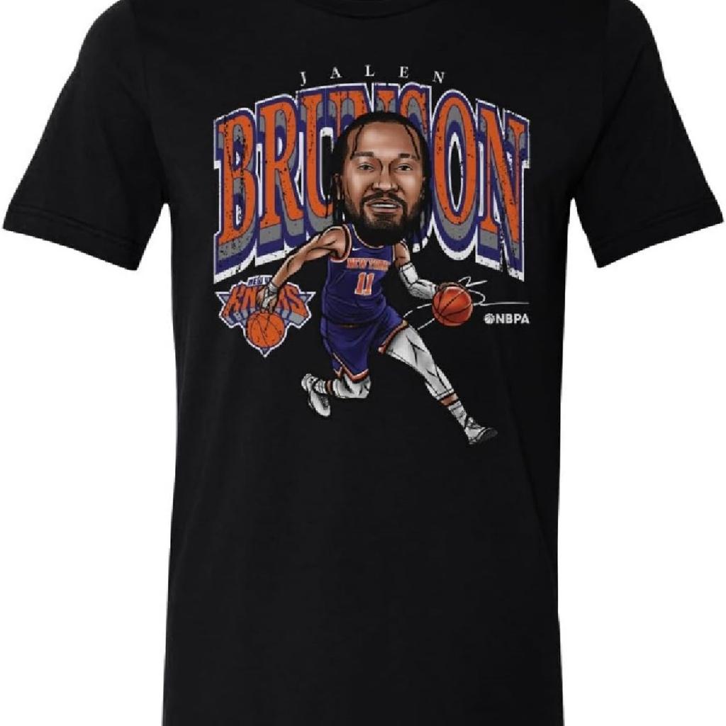 Футболка 500 LEVEL Jalen Brunson New York Knicks - Jalen Brunson New York Knicks Мультяшная БЕЛАЯ
