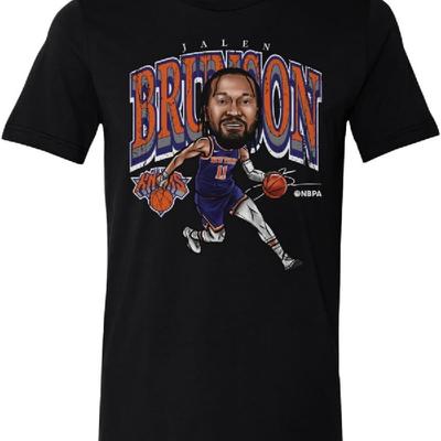 Футболка 500 LEVEL Jalen Brunson New York Knicks - Jalen Brunson New York Knicks Мультяшная БЕЛАЯ