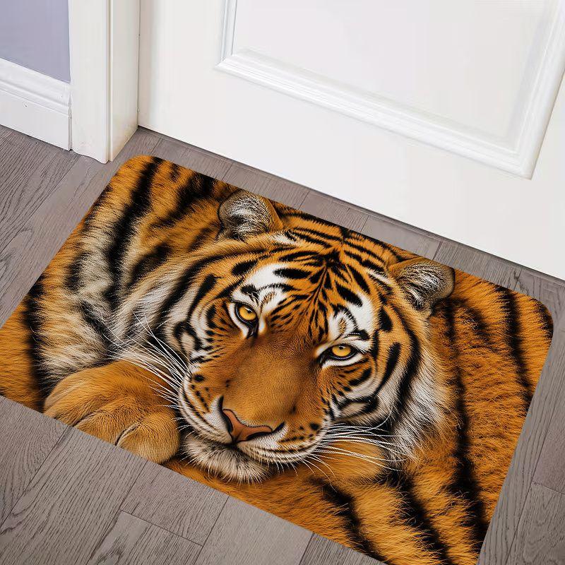 VIKAMA 3D Tiger Print Floor Mat, Anti-Slip Entrance Floor Mat For Indoor And Outdoor Use, Hallway Carpet, Home Decoration