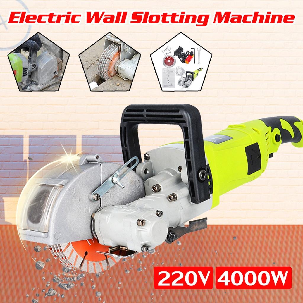 4000W Electric Slotting Brick Wall Chaser Cutting Grooving Machine 220V 4KW Steel Concrete Cutter Slotting Set Power Tools