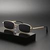 Men Vintage Square Metal Frame Fashion Sunglasses - Golden-Tone Retro Style, Anti Glare PC Lenses, Sleek Design for Business & Casual Wear