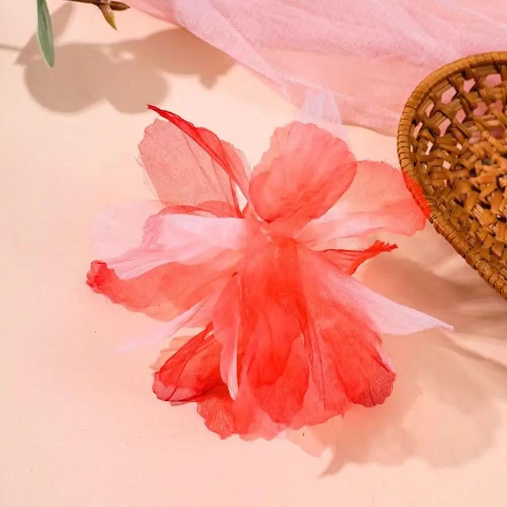 14 см 3D Органзовые Цветы DIY Шелковые Цветы Кружевные Аппликации Патчи Аксессуары для Свадебного Платья Градиентная Кружевная Отделка Швейные Аксессуары
