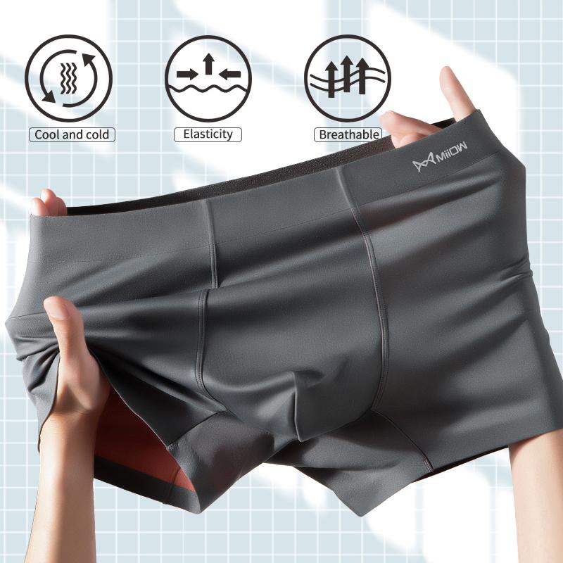 MiiOW 3 шт. 100 ветвей модальное мужское нижнее белье AAA антибактериальное мужское двухцветное нижнее белье летние бесшовные боксерские шорты L-3XL