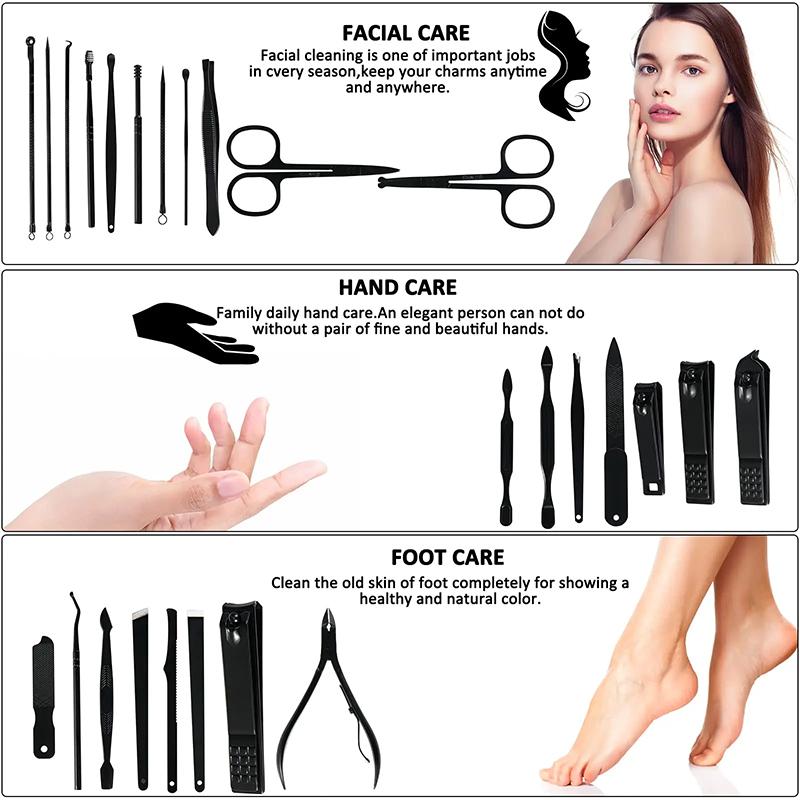Nail clipper set 26-piece set, stainless steel nail clippers home pedicure, professional nail clippers, nail art tools, portable