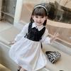 Girls Dress Spring and Autumn Baby Girl Bow Splice Dresses Fashion School Student Uniform Skirt