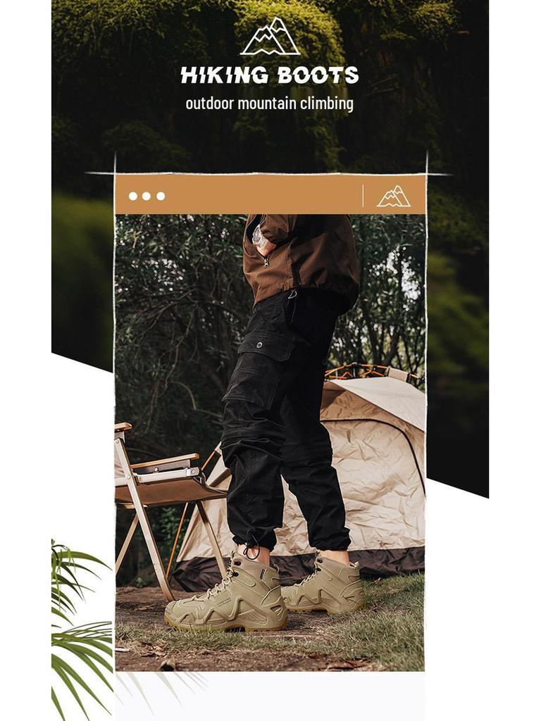 Мужские ультралегкие водонепроницаемые высокие походные и тактические ботинки - дышащая уличная боевая и пустынная обувь
