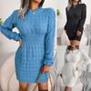 Autumn Winter Women's Solid Color Sweater Dress Casual Slim-fitting Sexy Bodycon Dress Crew Neck Knitted Dress
