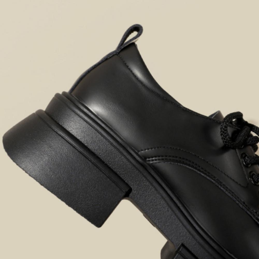 British Style Platform Heightening Small Leather Shoes Versatile Lace-up Leather Loafers
