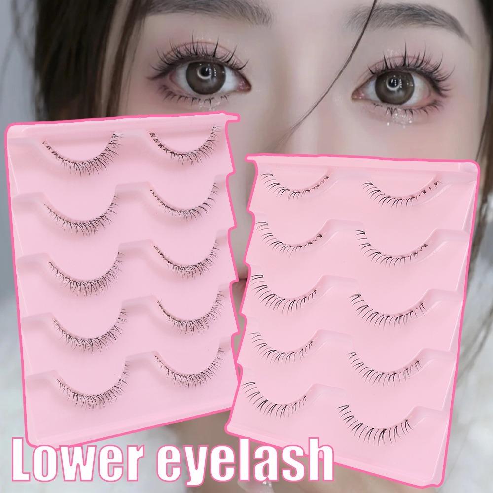 5pairs Transparent Stems Lower Eyelashes Whole Pair One-piece Fake Lashes Eyelash Extension  Beauty