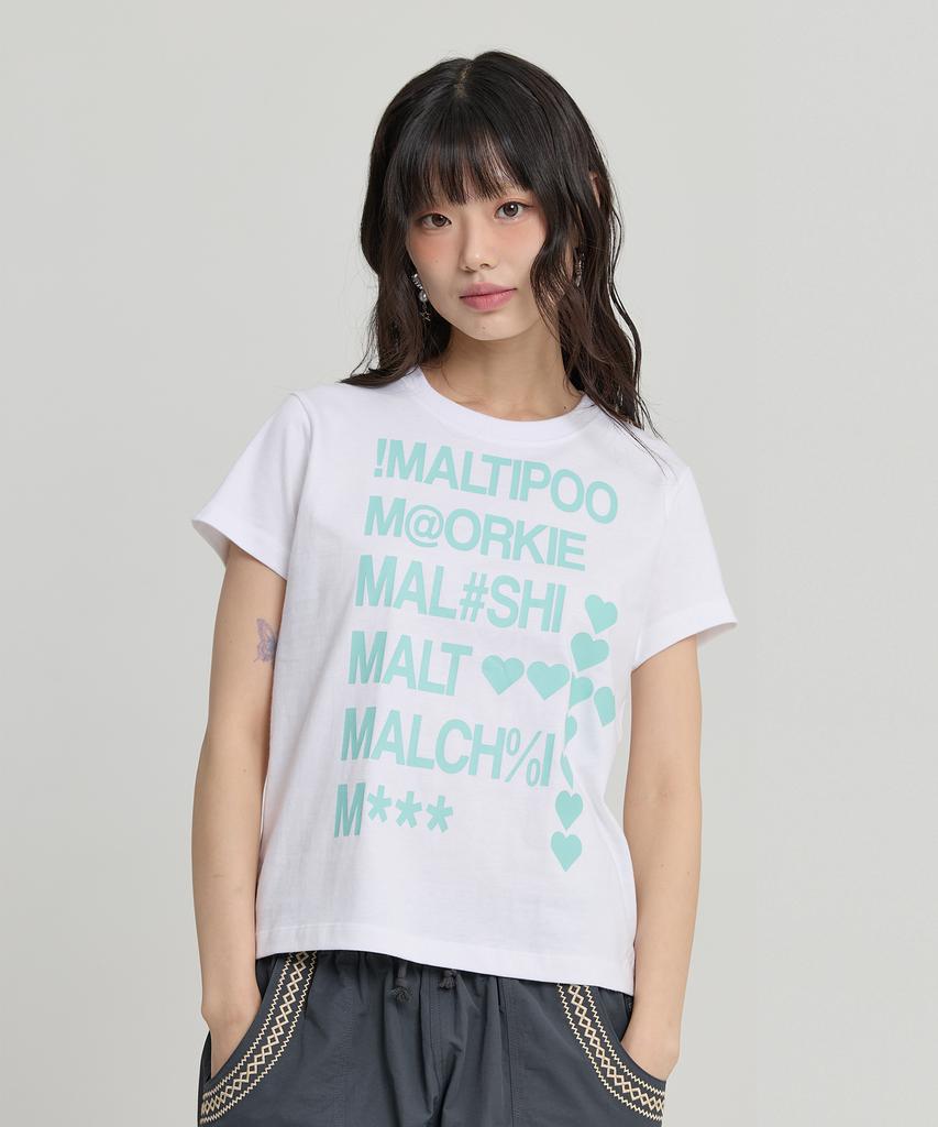 WAIKEI Мальтипу Lettering Color Block Футболка с коротким рукавом Белый