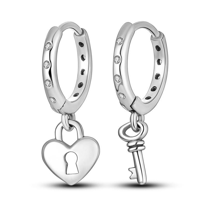 100% 925 Sterling Silver Sparkling Colorful Zircon Earrings Heart Shaped Hoop Earrings For Women Hypoallergenic Fashion Jewelry