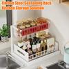 Стеллаж для хранения Органайзер для специй Высокая грузоподъемность Защита от ржавчины Выдвижная конструкция Кухонная полка для хранения