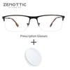 ZENOTTIC Mens Metal Prescription Glasses Fashion Rectangle Anti Blue Light Myopia/Progressive/Photochromic Optical Eyeglasses