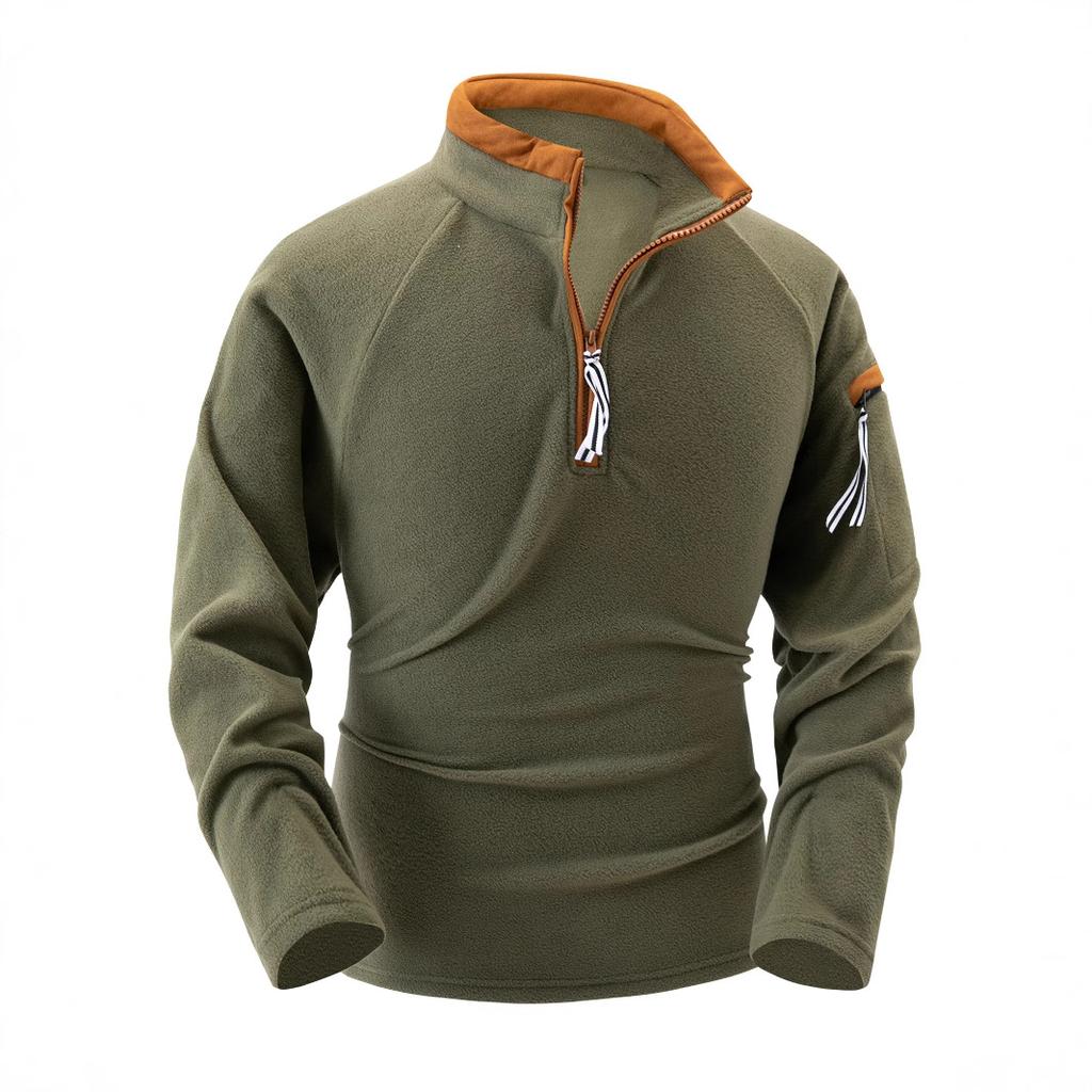 Men's New Arrival Stand Collar Half Zip Long Sleeve Tactical Arm Zipper Hoodie
